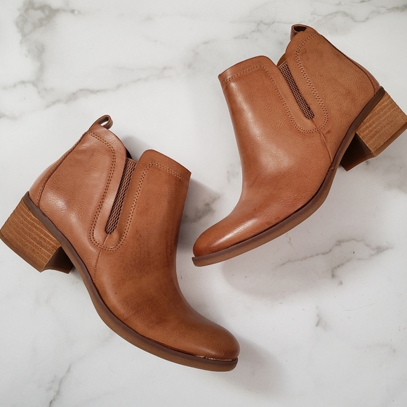 Korks Tasha Leather Ankle Boot Bootie Cognac Brown Size 7.5 - Picture 2 of 7